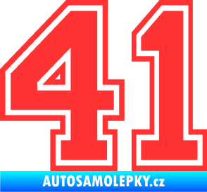 Samolepka Startovní číslo 41 typ 4 světle červená
