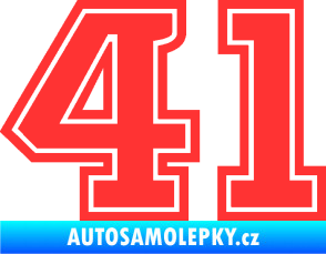 Samolepka Startovní číslo 41 typ 5 světle červená