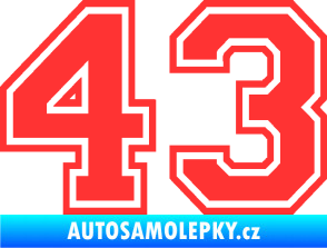 Samolepka Startovní číslo 43 typ 4 světle červená