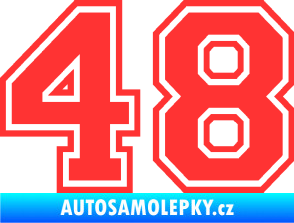 Samolepka Startovní číslo 48 typ 4 světle červená