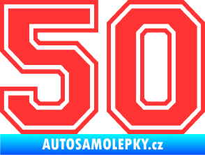 Samolepka Startovní číslo 50 typ 4 světle červená