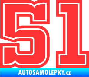 Samolepka Startovní číslo 51 typ 5 světle červená