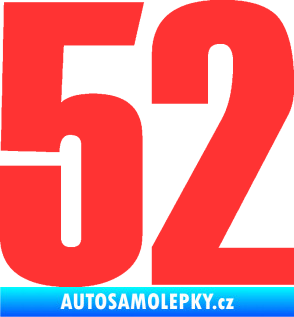 Samolepka Startovní číslo 52 typ 2  světle červená
