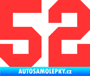 Samolepka Startovní číslo 52 světle červená