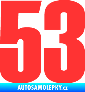 Samolepka Startovní číslo 53 typ 2  světle červená