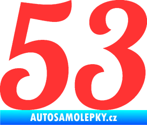 Samolepka Startovní číslo 53 typ 3 světle červená