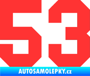 Samolepka Startovní číslo 53 světle červená