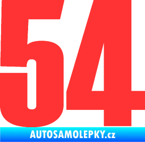 Samolepka Startovní číslo 54 typ 2   světle červená