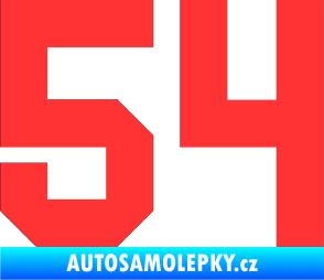 Samolepka Startovní číslo 54 světle červená