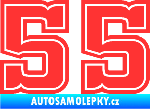 Samolepka Startovní číslo 55 typ 5 světle červená