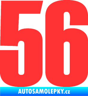 Samolepka Startovní číslo 56 typ 2   světle červená