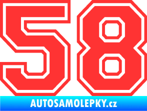Samolepka Startovní číslo 58 typ 4 světle červená