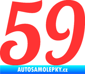 Samolepka Startovní číslo 59 typ 3 světle červená