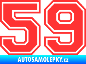 Samolepka Startovní číslo 59 typ 4 světle červená