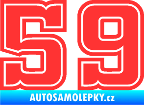 Samolepka Startovní číslo 59 typ 5 světle červená