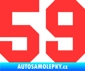 Samolepka Startovní číslo 59 světle červená