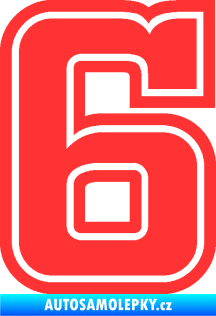 Samolepka Startovní číslo 6 typ 5 světle červená