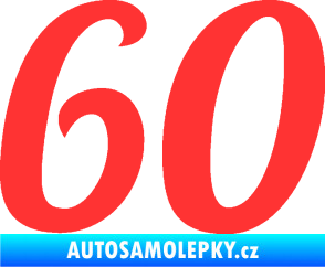 Samolepka Startovní číslo 60 typ 3 světle červená