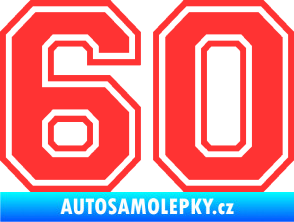 Samolepka Startovní číslo 60 typ 4 světle červená