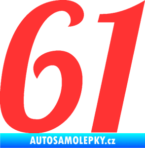 Samolepka Startovní číslo 61 typ 3 světle červená