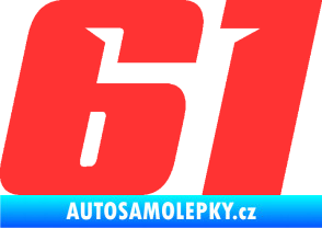 Samolepka Startovní číslo 61 typ 6 světle červená