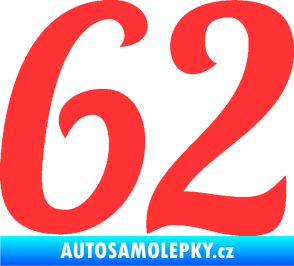 Samolepka Startovní číslo 62 typ 3 světle červená