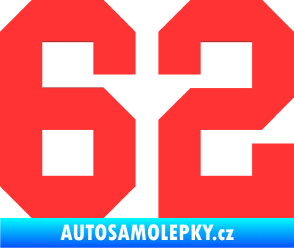 Samolepka Startovní číslo 62 světle červená