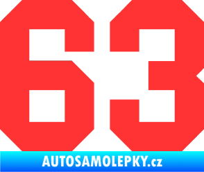 Samolepka Startovní číslo 63 světle červená