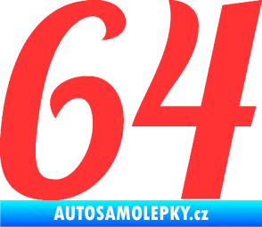 Samolepka Startovní číslo 64 typ 3 světle červená