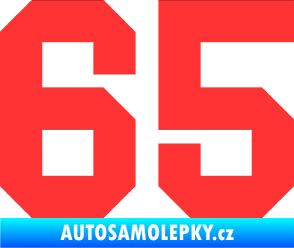 Samolepka Startovní číslo 65 světle červená