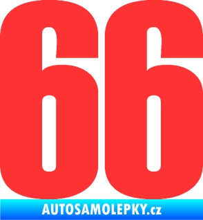 Samolepka Startovní číslo 66 typ 2     světle červená