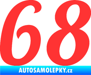 Samolepka Startovní číslo 68 typ 3 světle červená