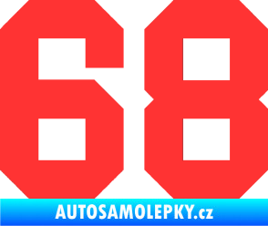 Samolepka Startovní číslo 68 světle červená