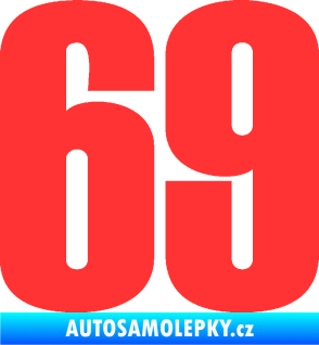 Samolepka Startovní číslo 69 typ 2        světle červená