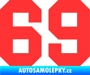 Samolepka Startovní číslo 69 světle červená