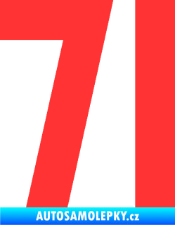 Samolepka Startovní číslo 71 světle červená