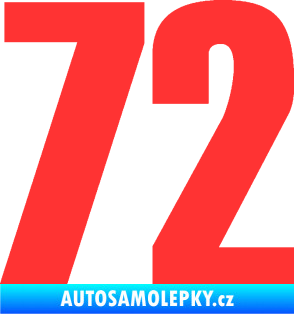 Samolepka Startovní číslo 72 typ 2   světle červená