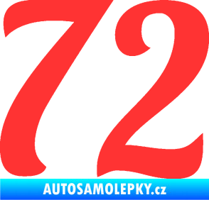 Samolepka Startovní číslo 72 typ 3   světle červená