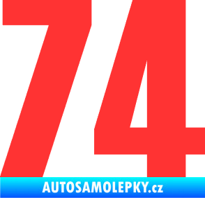 Samolepka Startovní číslo 74 typ 2     světle červená