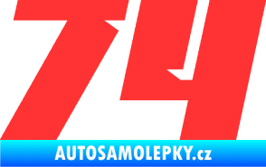 Samolepka Startovní číslo 74 typ 6 světle červená