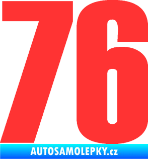 Samolepka Startovní číslo 76 typ 2       světle červená