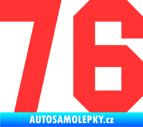 Samolepka Startovní číslo 76 světle červená