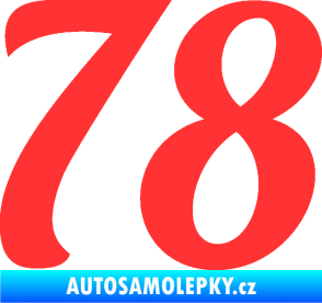 Samolepka Startovní číslo 78 typ 3   světle červená