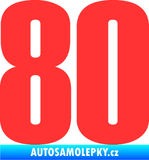 Samolepka Startovní číslo 80 typ 2           světle červená