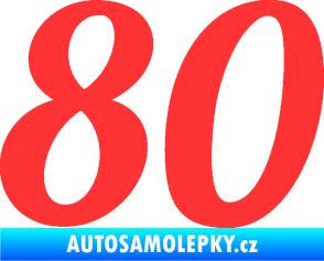 Samolepka Startovní číslo 80 typ 3   světle červená