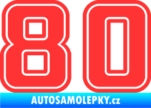Samolepka Startovní číslo 80 typ 5 světle červená
