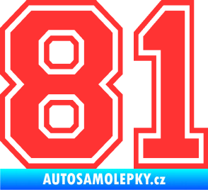 Samolepka Startovní číslo 81 typ 4 světle červená