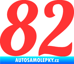 Samolepka Startovní číslo 82 typ 3   světle červená