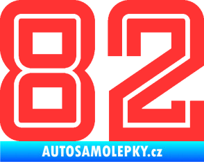 Samolepka Startovní číslo 82 typ 7 světle červená