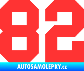 Samolepka Startovní číslo 82 světle červená